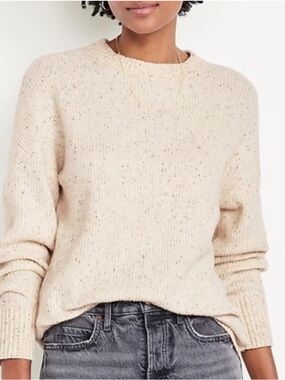Old Navy Speckled Cream Crewneck Sweater